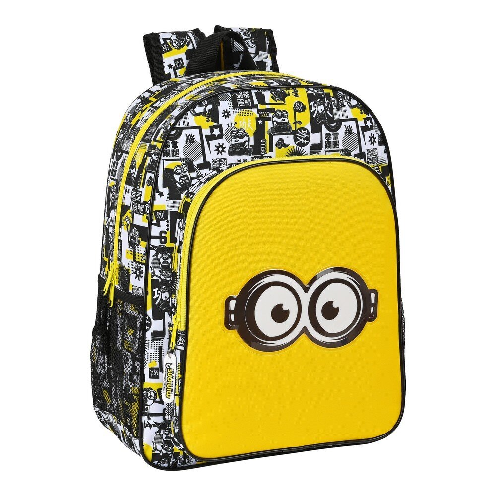 Kooliseljakott Minions Must Valge Kollane (33 x 42 x 14 cm) цена и информация | Koolikotid, sussikotid | kaup24.ee