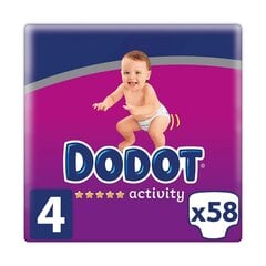 Одноразовые подгузники Dodot Activity Размер 4 9-14 kg 58 штук цена и информация | Пеленки | kaup24.ee