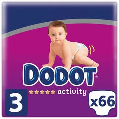 Одноразовые подгузники Dodot Activity 6-10 kg Размер 3 66 штук цена и информация | Пеленки | kaup24.ee