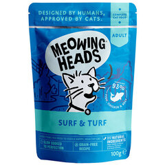 Meowing Heads с белками Supurrr Surf & Turf, 100г цена и информация | Кошачьи консервы | kaup24.ee