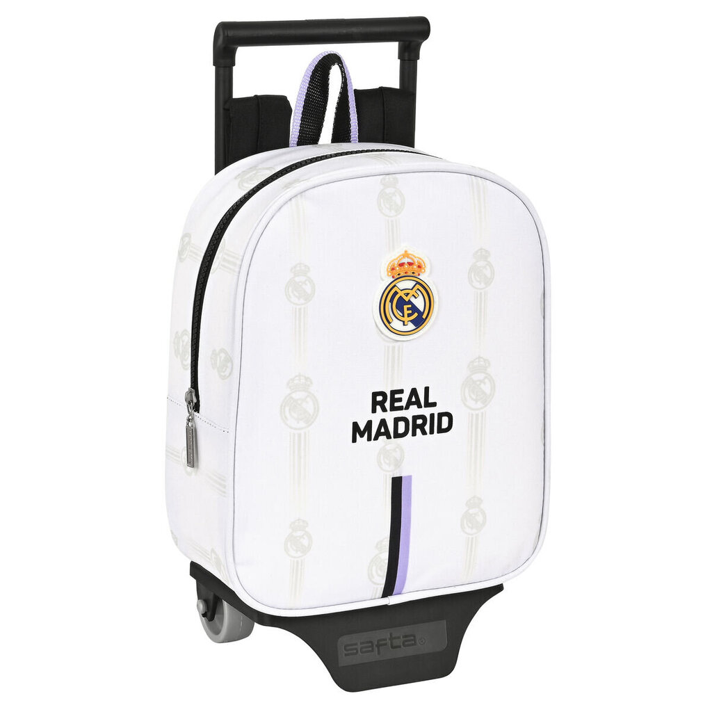 Ratastega koolikott Real Madrid C.F. Must Valge (22 x 27 x 10 cm) hind ja info | Koolikotid, sussikotid | kaup24.ee