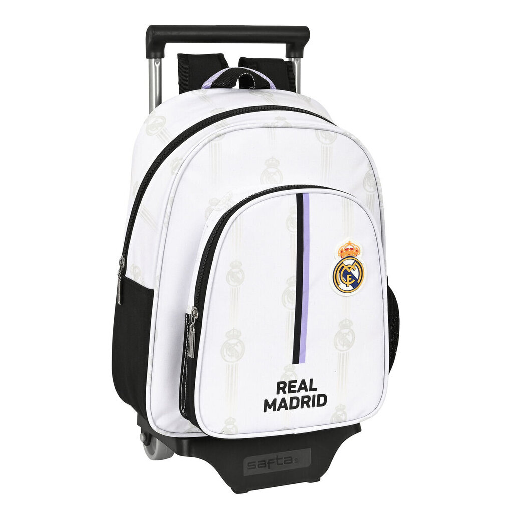 Ratastega koolikott Real Madrid C.F. Must Valge (28 x 34 x 10 cm) hind ja info | Koolikotid, sussikotid | kaup24.ee