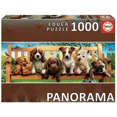 Головоломка Educa Dogs on the Bench, 1000 шт цена и информация | Пазлы | kaup24.ee