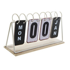 Lauakalender DKD Home Decor Must Valge Raud Puit MDF (28 x 9 x 14.5 cm) (2 pcs) hind ja info | Kirjatarbed | kaup24.ee