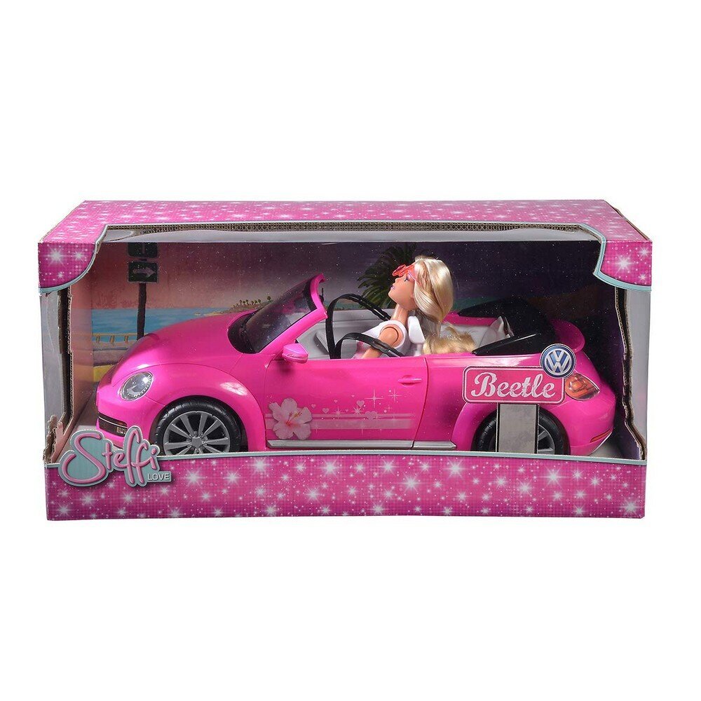 Nukk Steffi Love Cabriolet New Beetle 45 cm Auto Roosa hind ja info | Tüdrukute mänguasjad | kaup24.ee