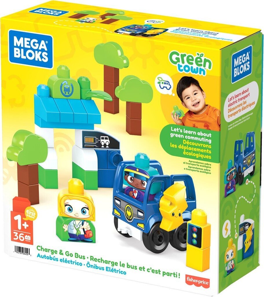 MEGA BLOKS HDX90 GREEN TOWN CHARGE &amp; GO BUS hind ja info | Imikute mänguasjad | kaup24.ee