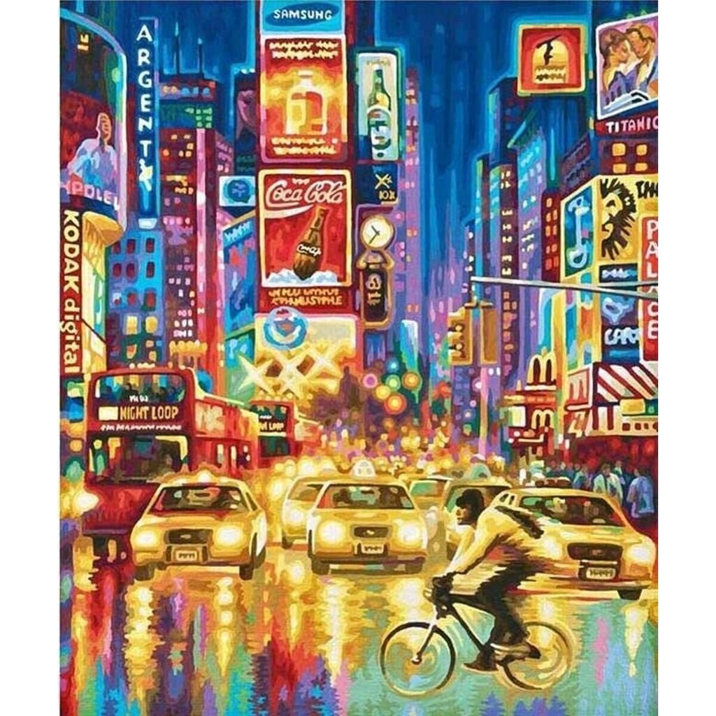 Maalimiskomplekt Alex Bog Amazing Times Square NYC Numbrid (40 x 50 cm) цена и информация | Kunstitarbed, voolimise tarvikud | kaup24.ee