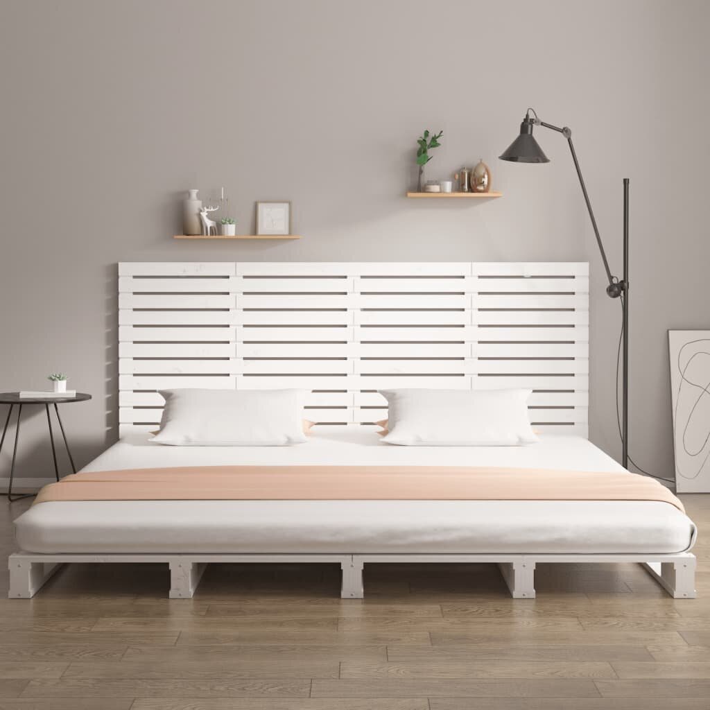vidaXL seinale kinnitatav voodipeats, valge, 186x3x91,5 cm, männipuit hind ja info | Voodid | kaup24.ee