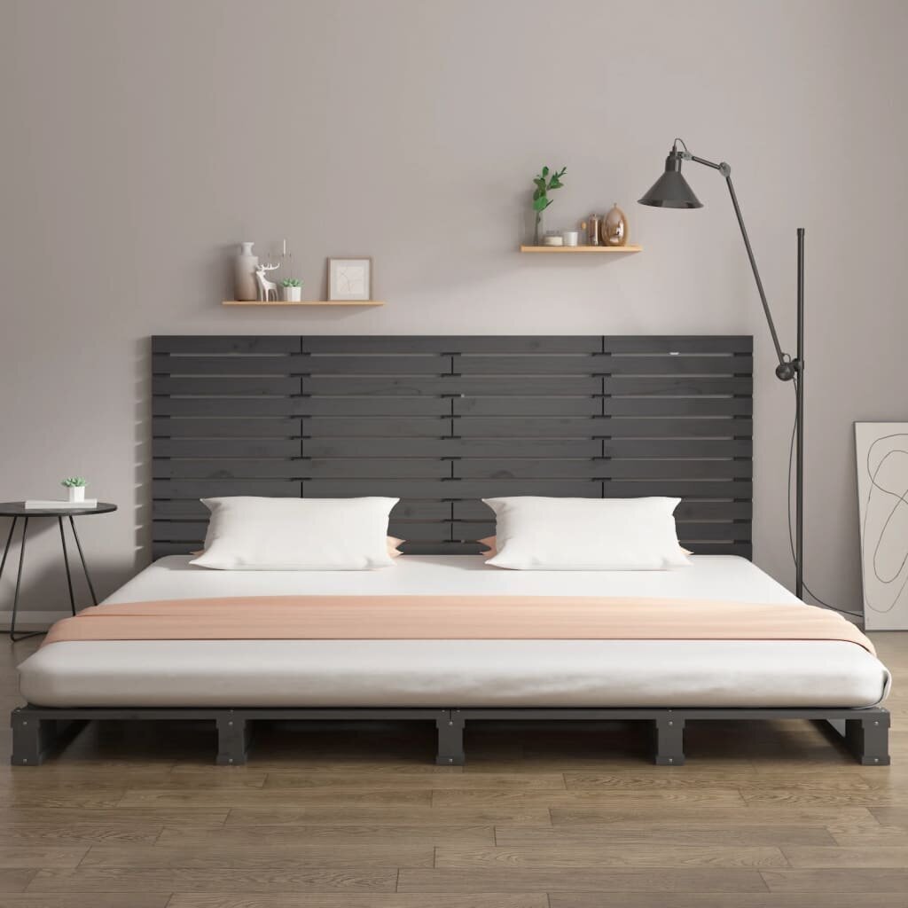 vidaXL seinale kinnitatav voodipeats, hall, 206x3x91,5 cm, männipuit hind ja info | Voodid | kaup24.ee