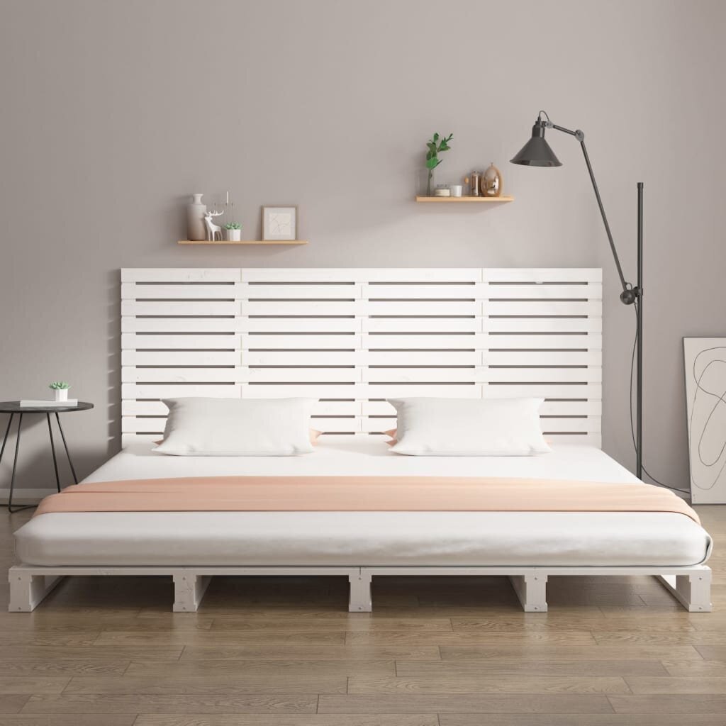 vidaXL seinale kinnitatav voodipeats, valge, 156x3x91,5 cm, männipuit hind ja info | Voodid | kaup24.ee