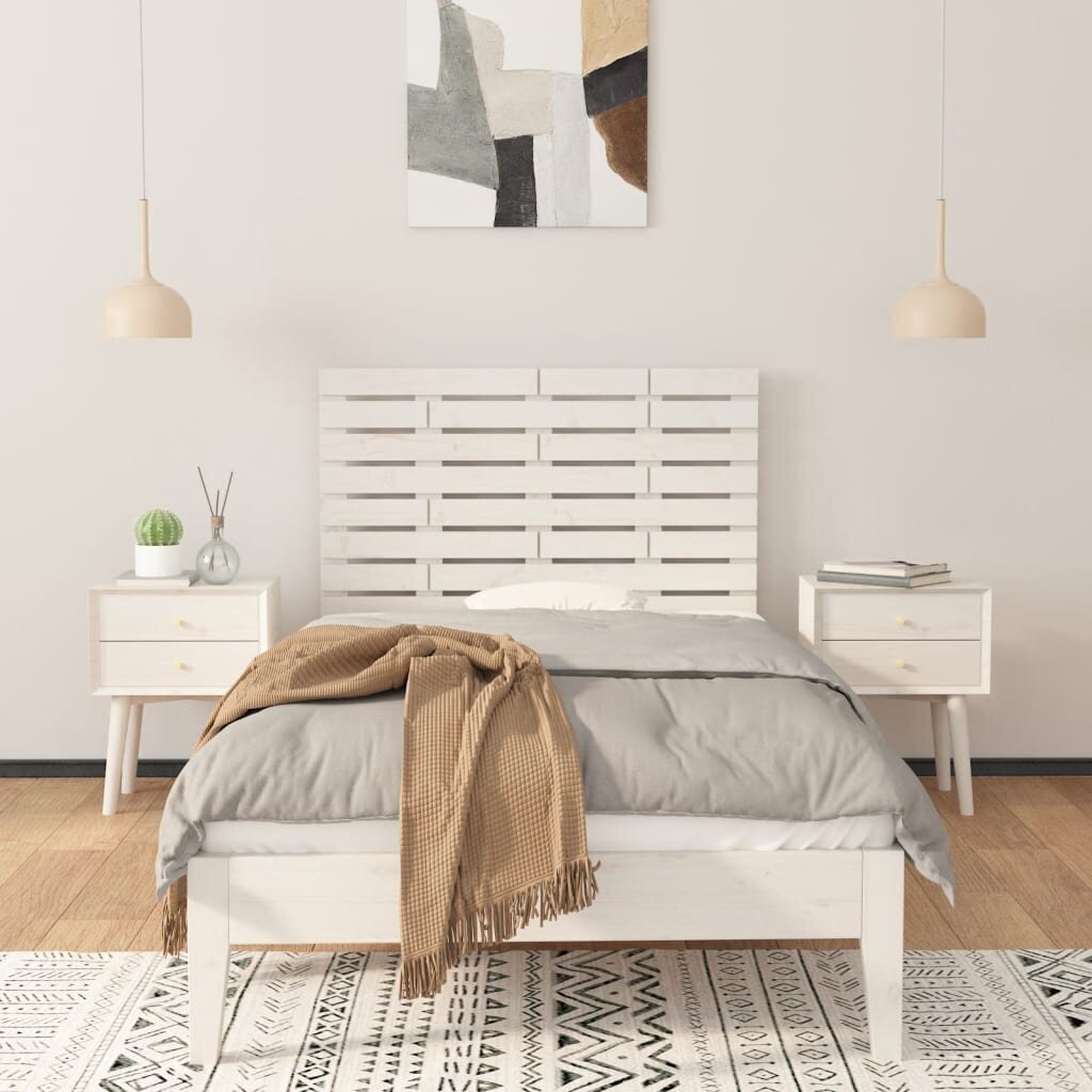vidaXL seinale kinnitatav voodipeats, valge, 81x3x63 cm, männipuit цена и информация | Voodid | kaup24.ee