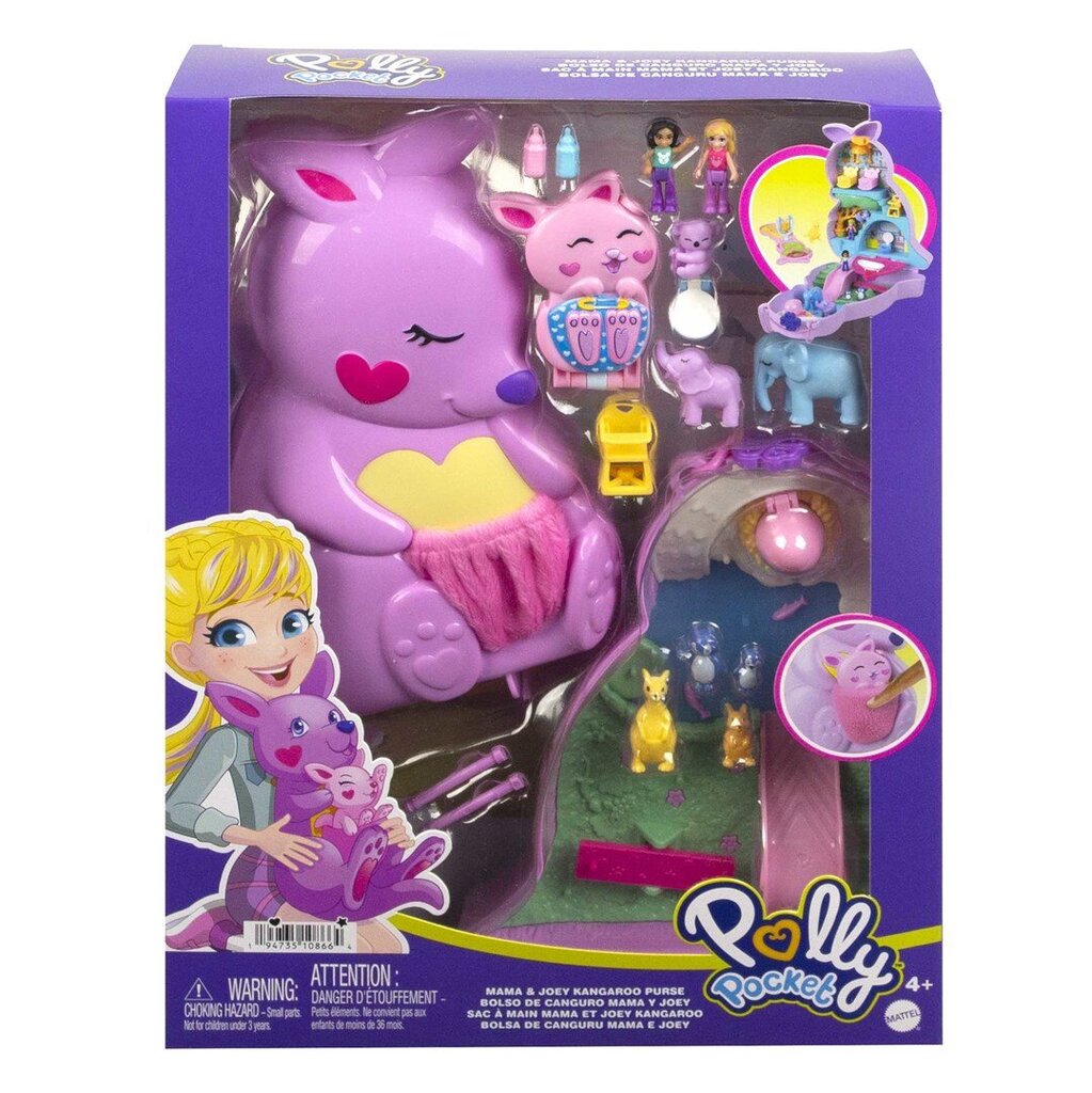 Nukukomplekt koos käekotiga Polly Pocket Mama&Joey Kangaroo hind ja info | Tüdrukute mänguasjad | kaup24.ee