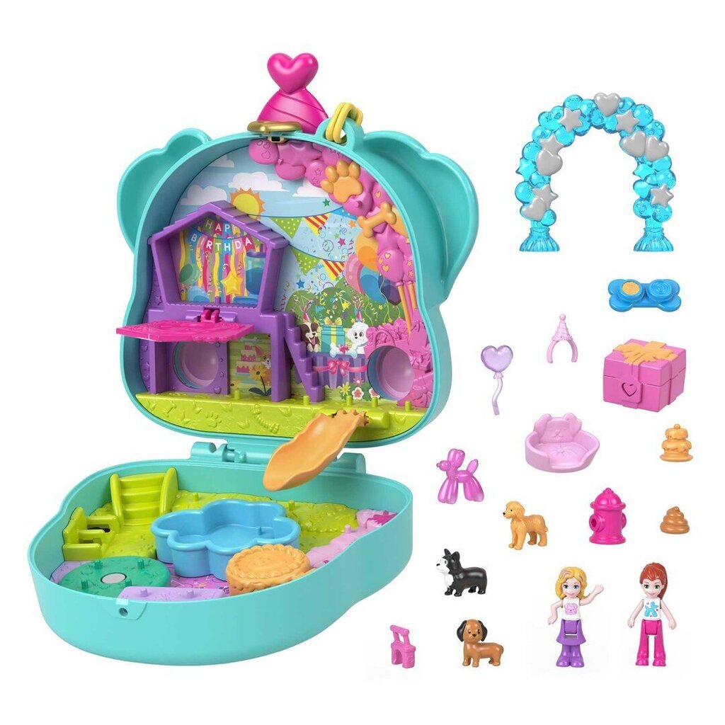 Kompaktne mängukomplekt Polly Pocket Doggy Birthday Bash HKV30 Native hind ja info | Tüdrukute mänguasjad | kaup24.ee