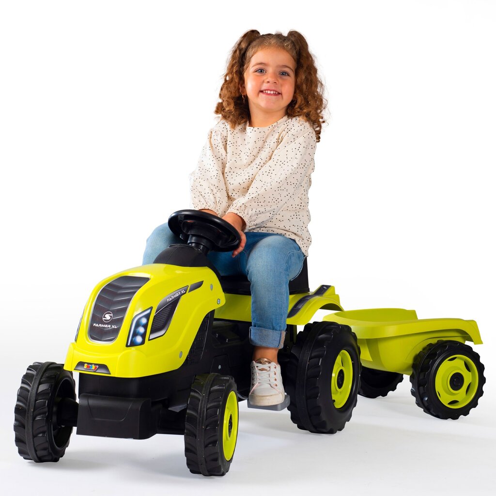 SMOBY Traktor XL roheline pedaal traktor koos haagisega hind ja info | Poiste mänguasjad | kaup24.ee