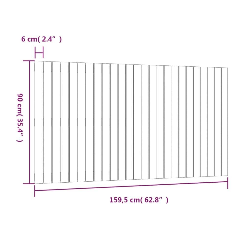 vidaXL seinale kinnitatav voodipeats, hall, 159,5x3x90 cm, männipuit цена и информация | Voodid | kaup24.ee