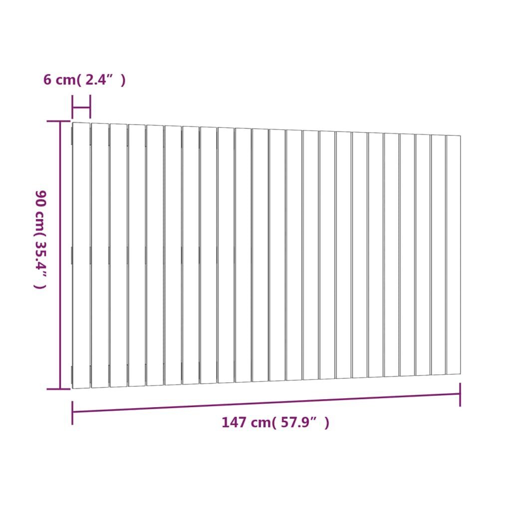 vidaXL seinale kinnitatav voodipeats, hall, 147x3x90 cm, männipuit цена и информация | Voodid | kaup24.ee