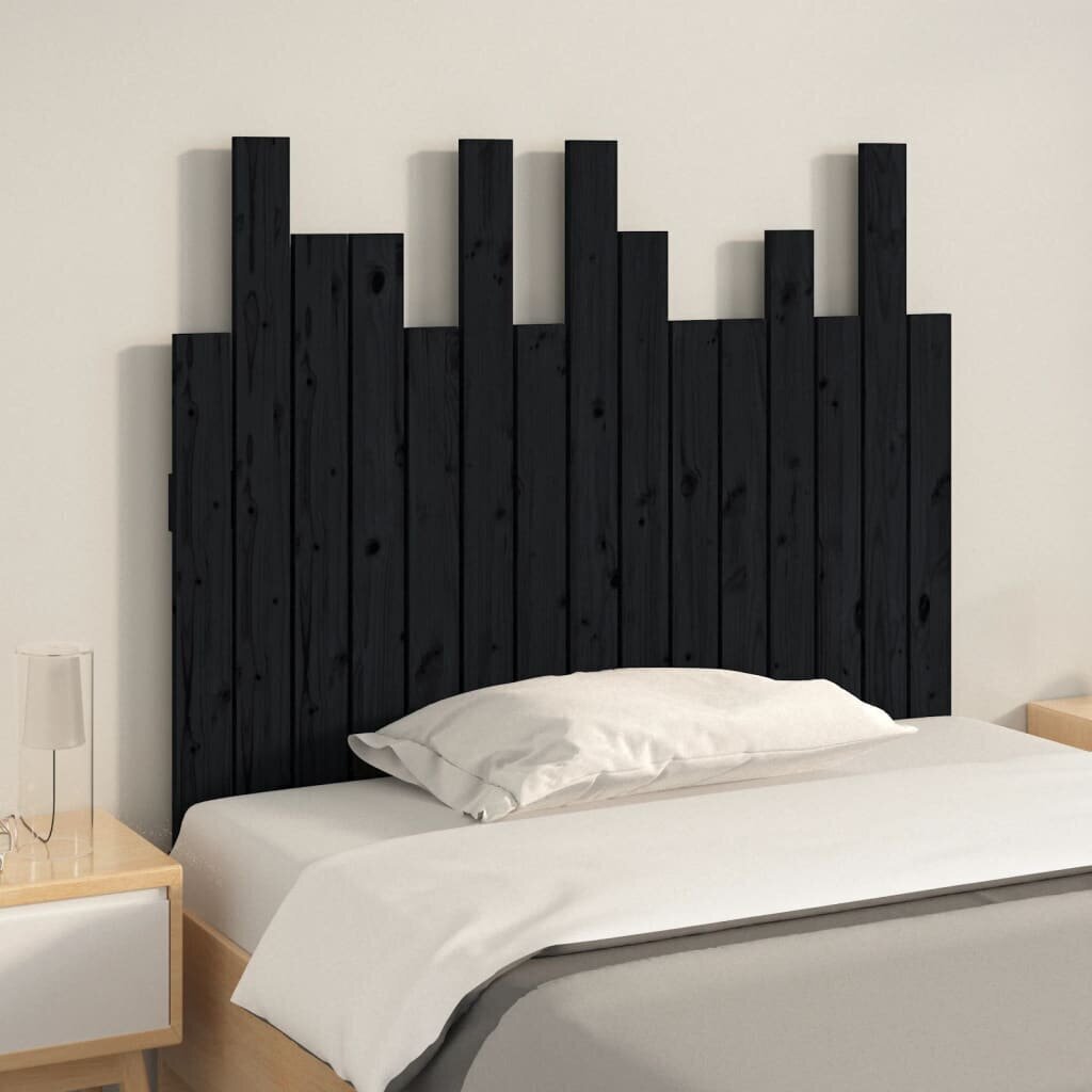 vidaXL seinale kinnitatav voodipeats, must, 95,5x3x80 cm, männipuit hind ja info | Voodid | kaup24.ee