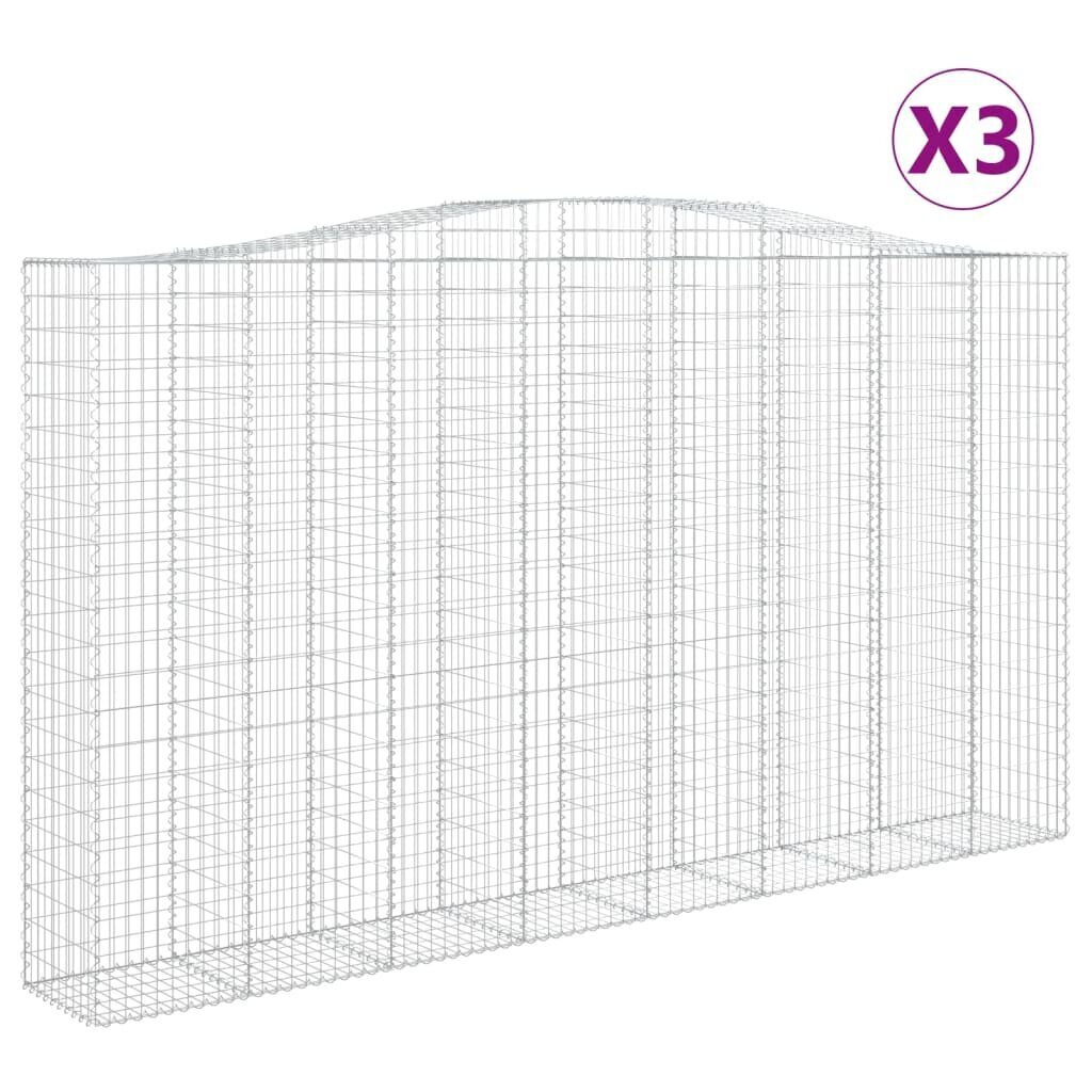 vidaXL kaarekujulised gabioonkorvid 3 tk, 400x50x220/240 cm, raud hind ja info | Aiad ja tarvikud | kaup24.ee