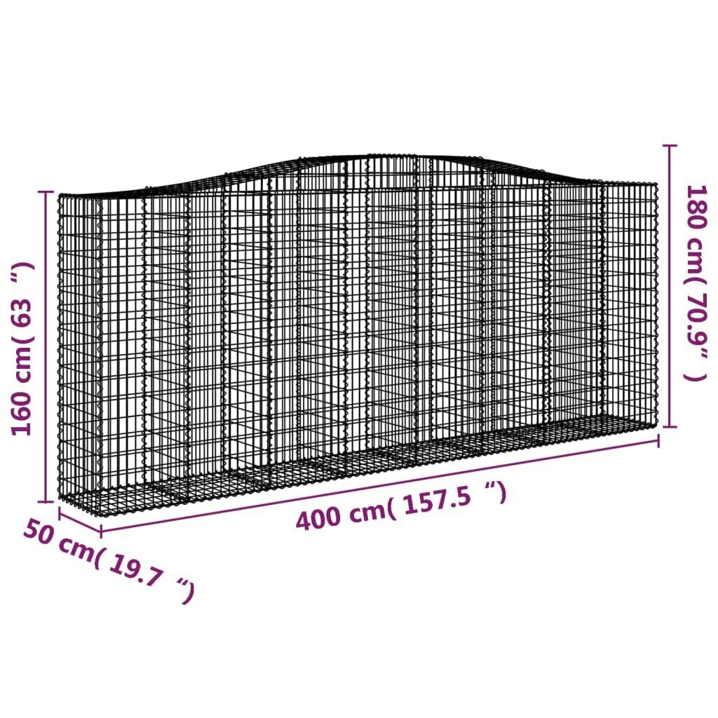 vidaXL kaarekujulised gabioonkorvid 9 tk, 400x50x160/180 cm, raud hind ja info | Aiad ja tarvikud | kaup24.ee