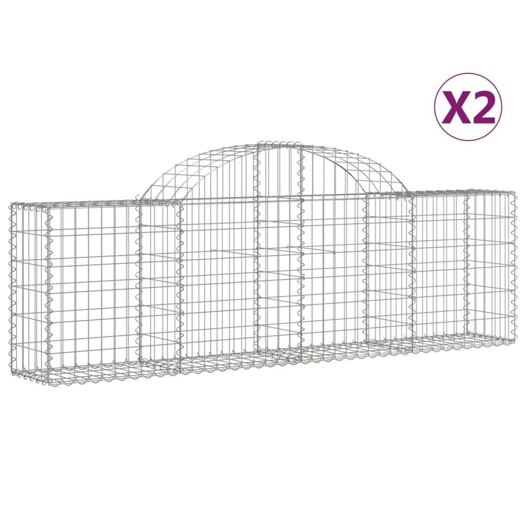 vidaXL kaarekujulised gabioonkorvid 2 tk, 200x30x60/80 cm, raud hind ja info | Aiad ja tarvikud | kaup24.ee