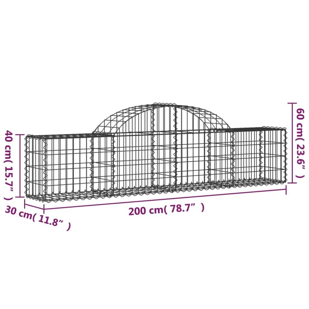 vidaXL kaarekujulised gabioonkorvid 11 tk, 200x30x40/60 cm, raud hind ja info | Aiad ja tarvikud | kaup24.ee