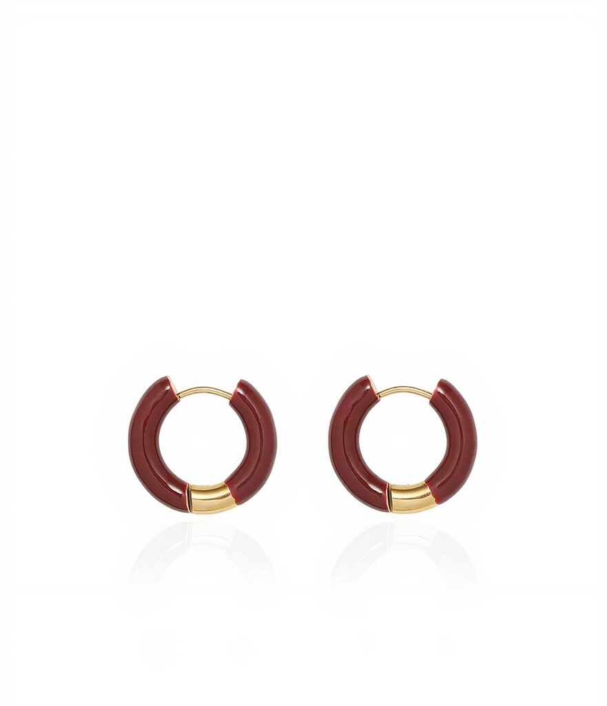 Tumepunased emailitud kõrvarõngad, 18K kullaga kaetud hind ja info | Kõrvarõngad | kaup24.ee