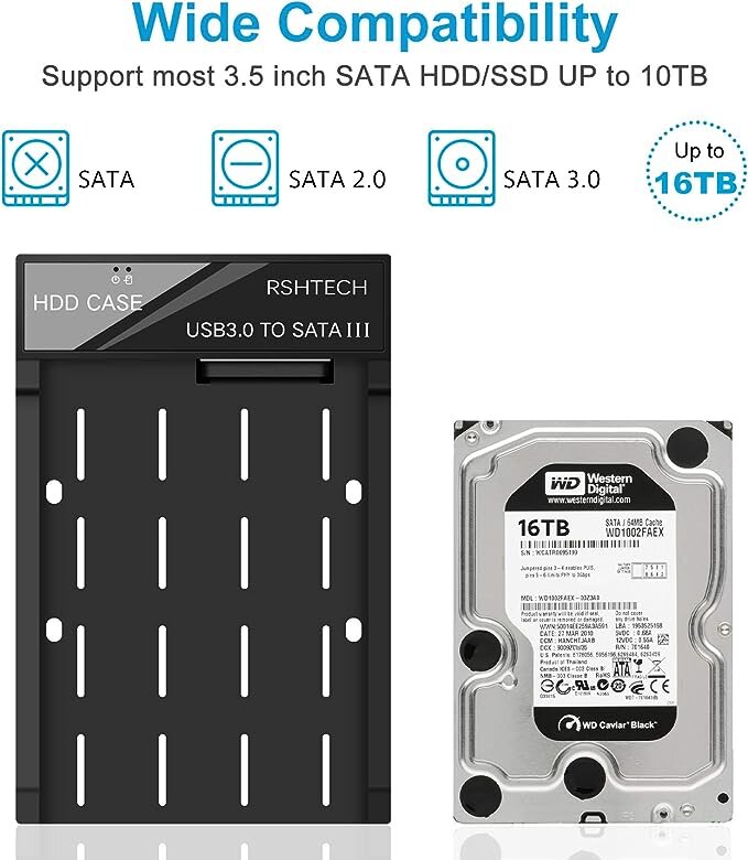 Rshtech USB 3.0 SATA kõvaketta korpus 3,5"/2,5" SSD ja kõvaketas hind ja info | Väliste kõvaketaste ümbrised | kaup24.ee