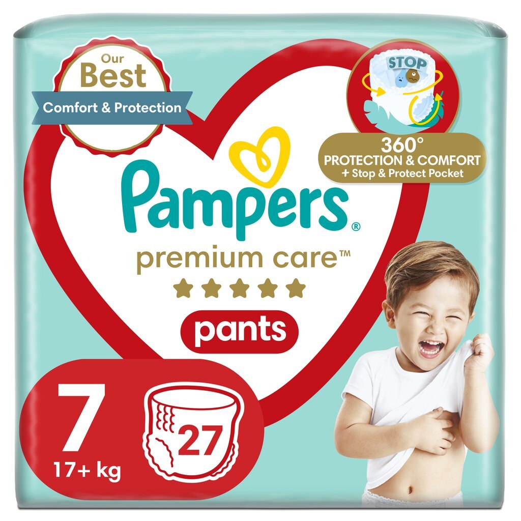 Pampers Premium Care Püksmähkmed, Suurus 7, 27 Mähet, 17kg+ цена и информация | Mähkmed | kaup24.ee