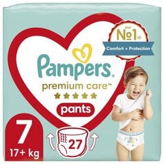 Подгузники-трусики PAMPERS Premium Care Pants, Размер 7, 17+кг, 27 шт цена и информация | Подгузники | kaup24.ee