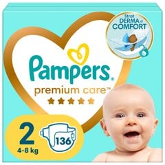 Подгузники PAMPERS Premium Care, размер 2, 4-8 кг, 136 шт. цена и информация | Пеленки | kaup24.ee