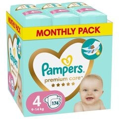 Подгузники PAMPERS Premium Care Monthly Pack, 4 размер, 9-14 кг, 174 шт цена и информация | Подгузники | kaup24.ee