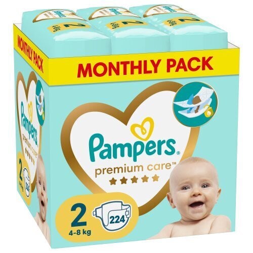 Mähkmed Pampers Premium Care Monthly Pack, suurus 2, 4-8 kg, 224 tk цена и информация | Mähkmed | kaup24.ee
