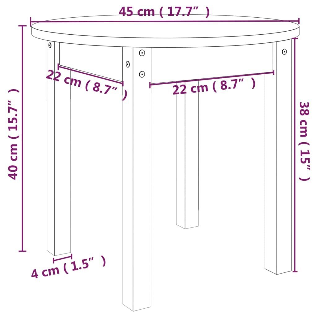 vidaXL kohvilaud, valge, Ø 45x40 cm, männipuit hind ja info | Diivanilauad | kaup24.ee