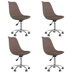 vidaXL ratastega toolid 4 tk, pruunikashall, kangas hind ja info | Söögilaua toolid, köögitoolid | kaup24.ee