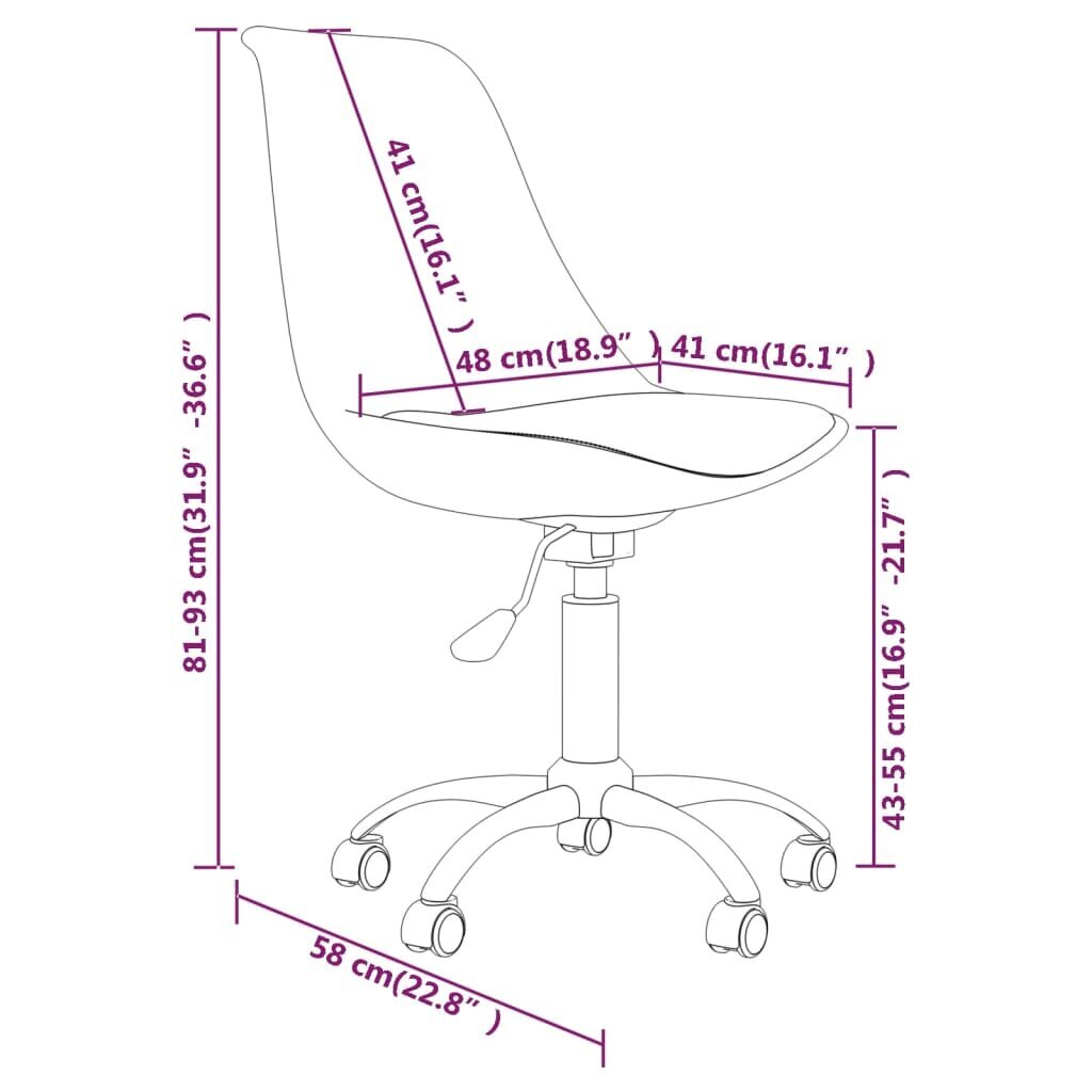 vidaXL ratastega toolid 4 tk, kreemjas, kangas hind ja info | Söögitoolid, baaritoolid | kaup24.ee