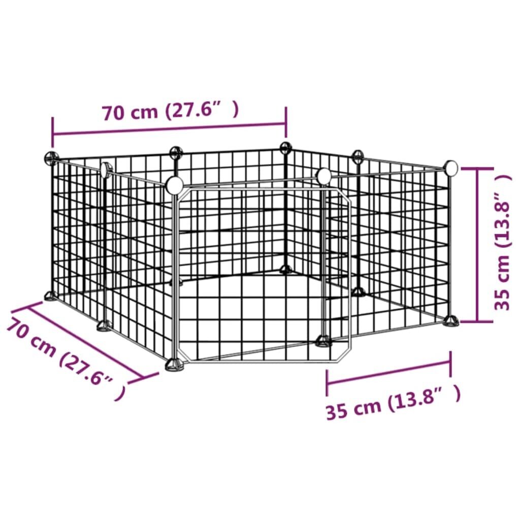 vidaXL 8-paneeliga lemmiklooma aedik uksega, must, 35 x 35 cm, teras hind ja info | Transportkorvid, puurid | kaup24.ee