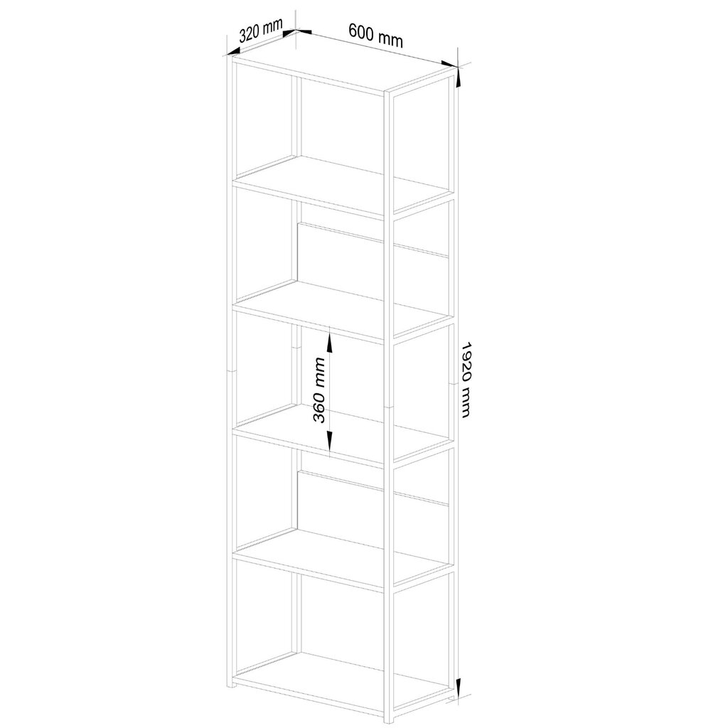 Metallist loft stiilis riiul 60 cm - valge-valge - 6 riiulit hind ja info | Riiulid | kaup24.ee