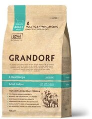 4 Liha - kuivtoit täiskasvanud kodukassidele GRANDORF, 400g цена и информация | Сухой корм для кошек | kaup24.ee