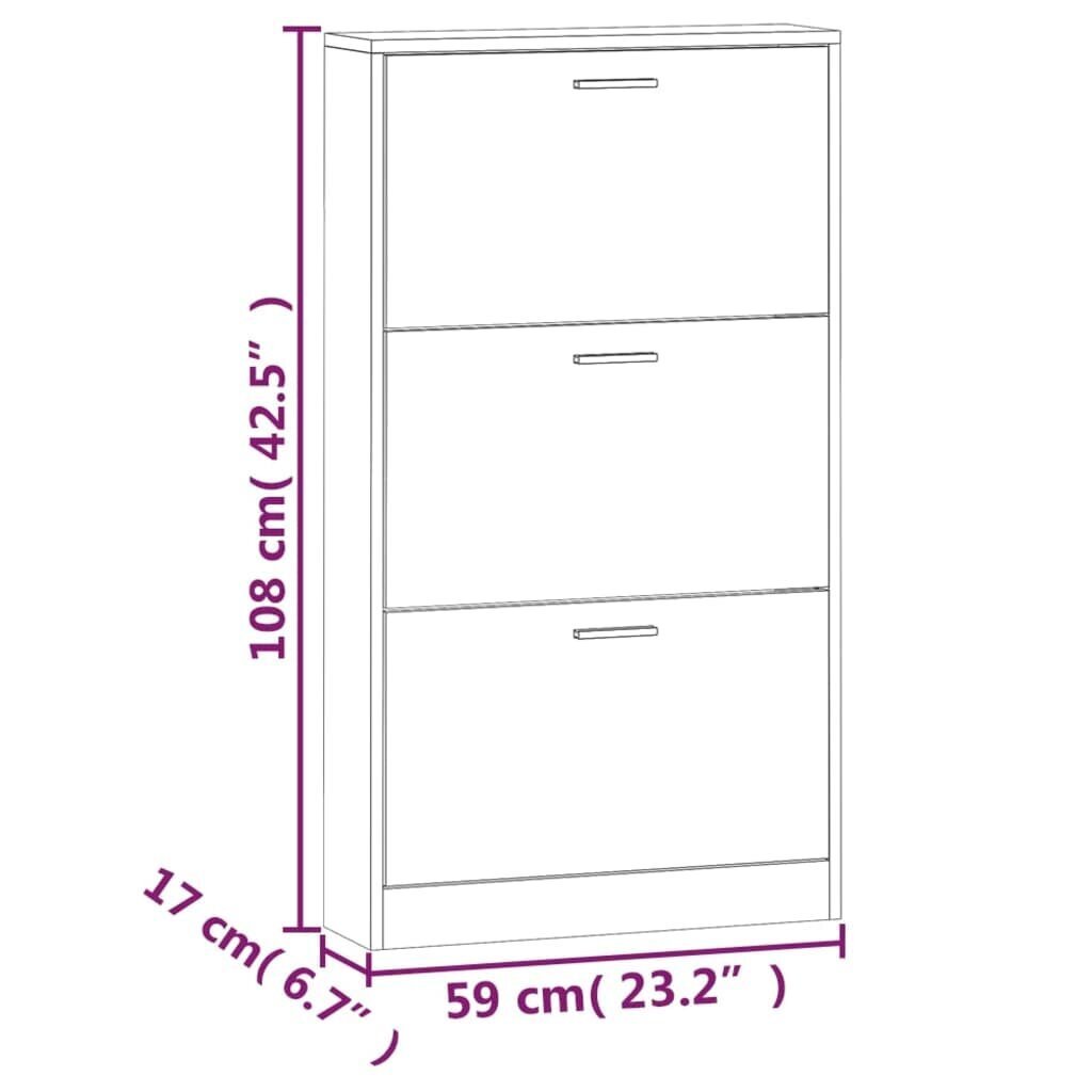 vidaXL jalatsikapp, must, 59 x 17 x 150 cm, tehispuit hind ja info | Jalatsikapid, jalatsiriiulid | kaup24.ee