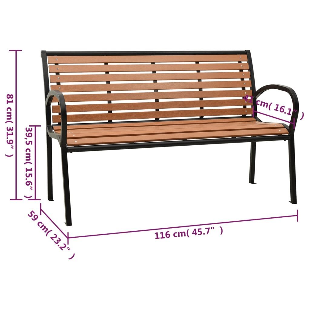 vidaXL aiapink, must ja pruun, 116 cm, teras ja WPC цена и информация | Aiapingid | kaup24.ee