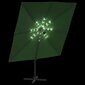 vidaXL päikesevari LEDiga, roheline, 400x300 cm цена и информация | Päikesevarjud, markiisid ja alused | kaup24.ee