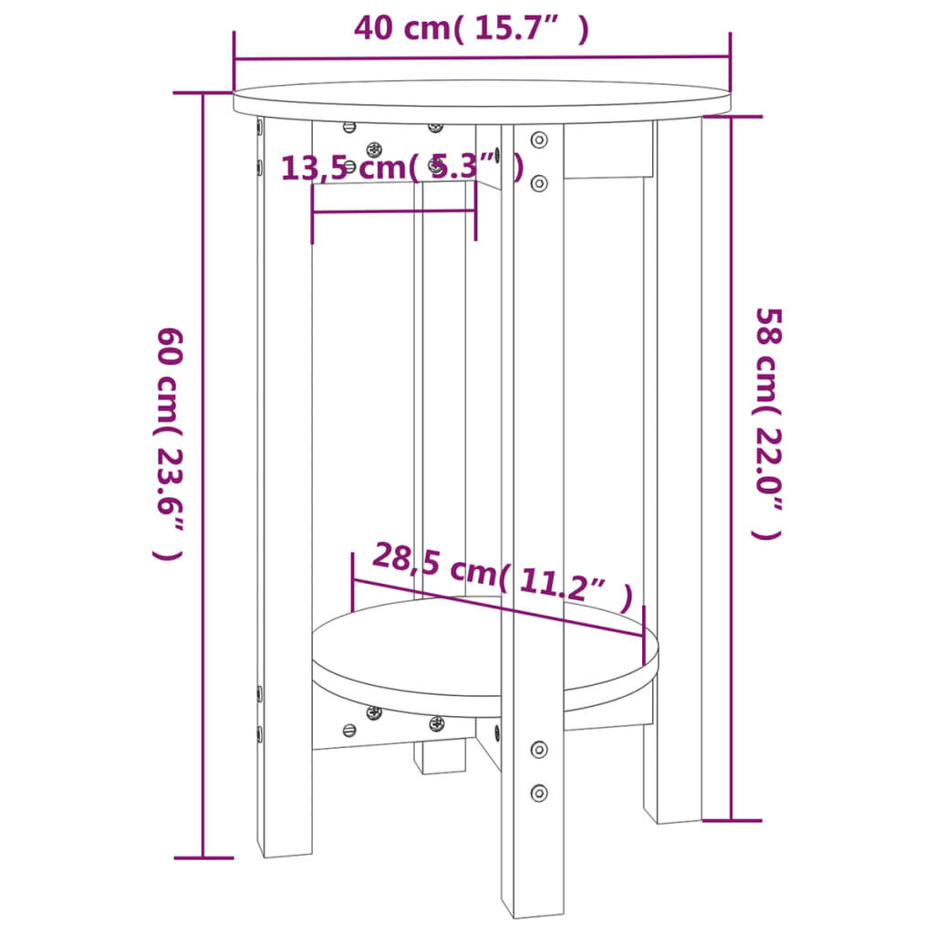 vidaXL kohvilaud, meepruun, Ø 40x60 cm, männipuit hind ja info | Diivanilauad | kaup24.ee