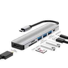 Разветвитель Hub7in1 USB-C/HDMI/Micro SD цена и информация | Адаптеры и USB-hub | kaup24.ee