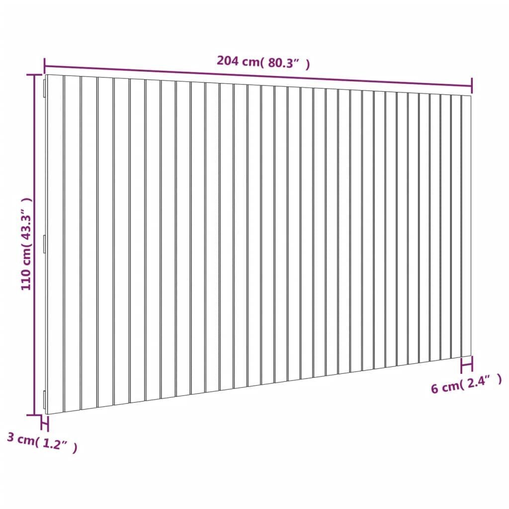 vidaXL seinale kinnitatav voodipeats, must, 204x3x110 cm, männipuit hind ja info | Voodid | kaup24.ee