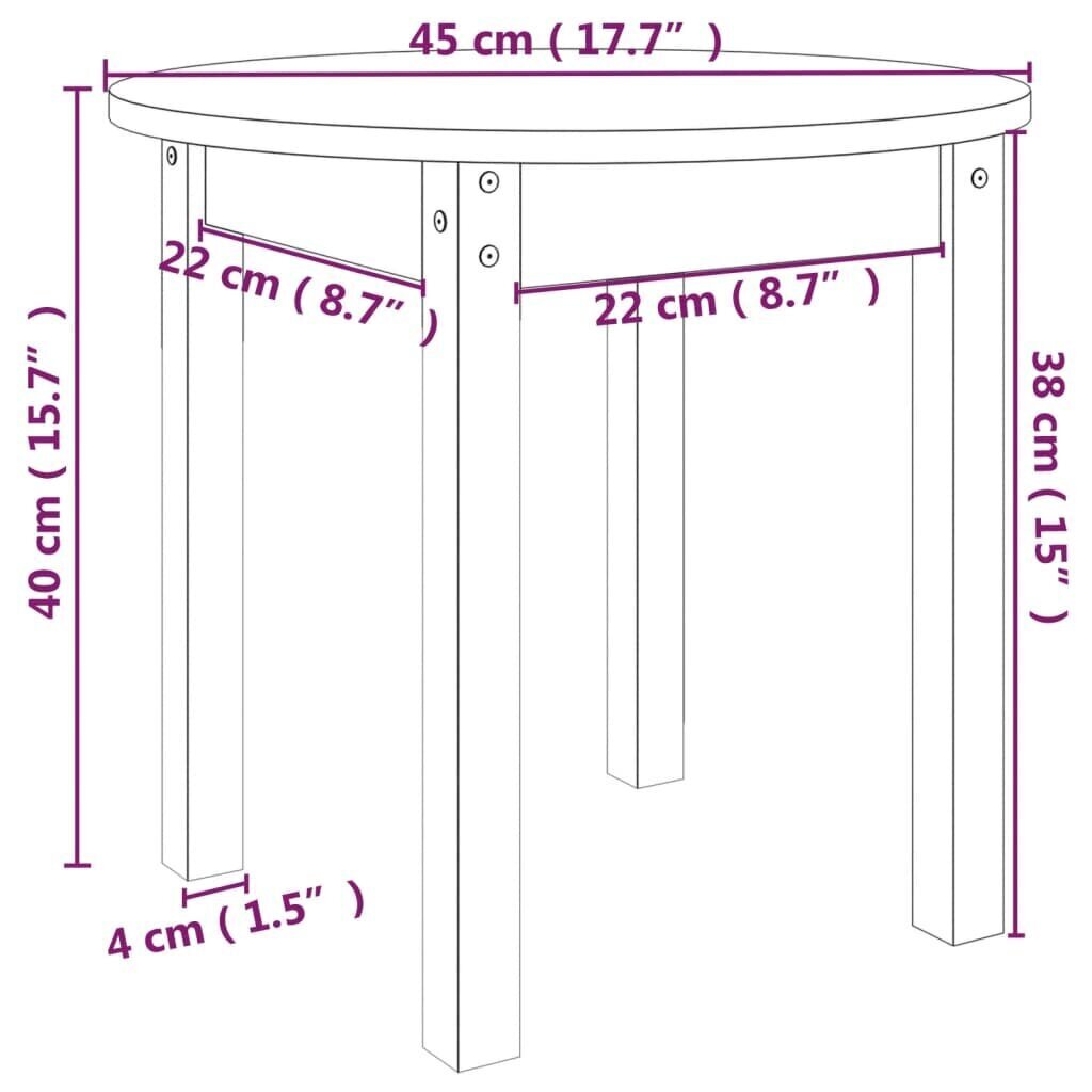 vidaXL kohvilaud, meepruun, Ø 45x40 cm, männipuit hind ja info | Diivanilauad | kaup24.ee