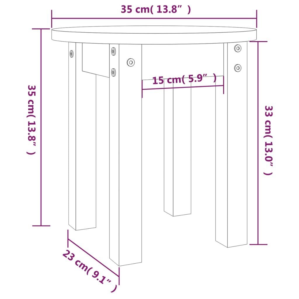 vidaXL kohvilaud, meepruun, Ø 35x35 cm, männipuit hind ja info | Diivanilauad | kaup24.ee