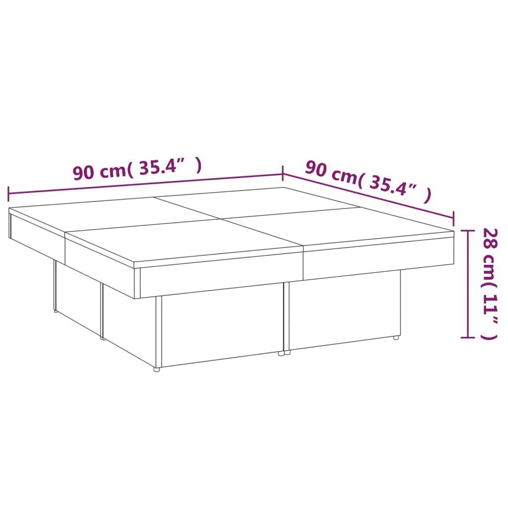 vidaXL kohvilaud, hall Sonoma tamm, 90 x 90 x 28 cm, tehispuit цена и информация | Diivanilauad | kaup24.ee