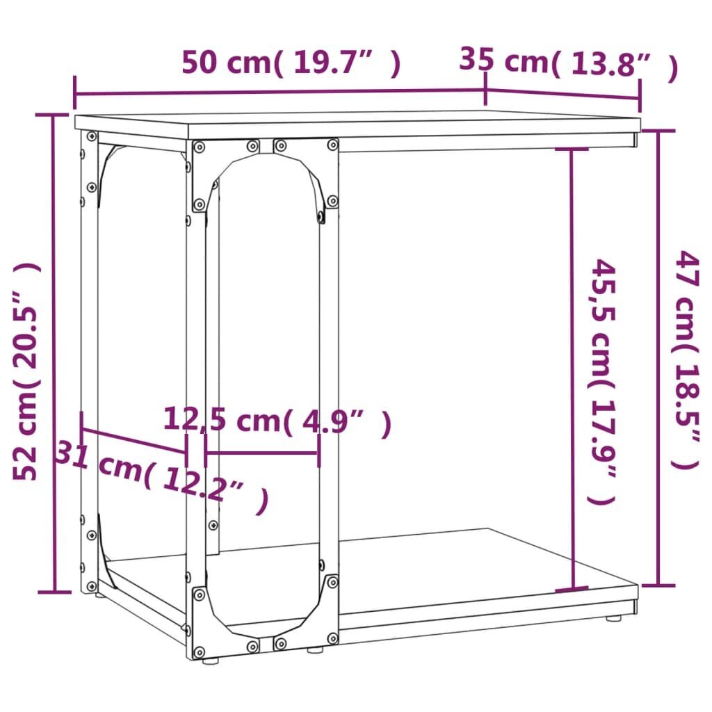 vidaXL lisalaud, must, 50 x 35 x 52 cm, tehispuit hind ja info | Diivanilauad | kaup24.ee