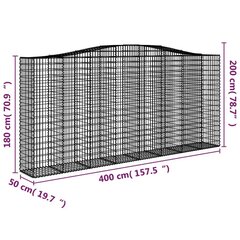 vidaXL kaarekujulised gabioonkorvid 2 tk, 400x50x180/200 cm, raud цена и информация | Заборы и принадлежности к ним | kaup24.ee