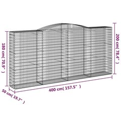vidaXL kaarekujulised gabioonkorvid 2 tk, 400x50x180/200 cm, raud hind ja info | Aiad ja tarvikud | kaup24.ee